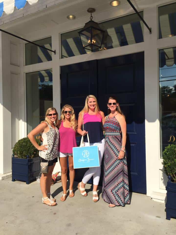 4 girls shopping outside of Draper James boutique.