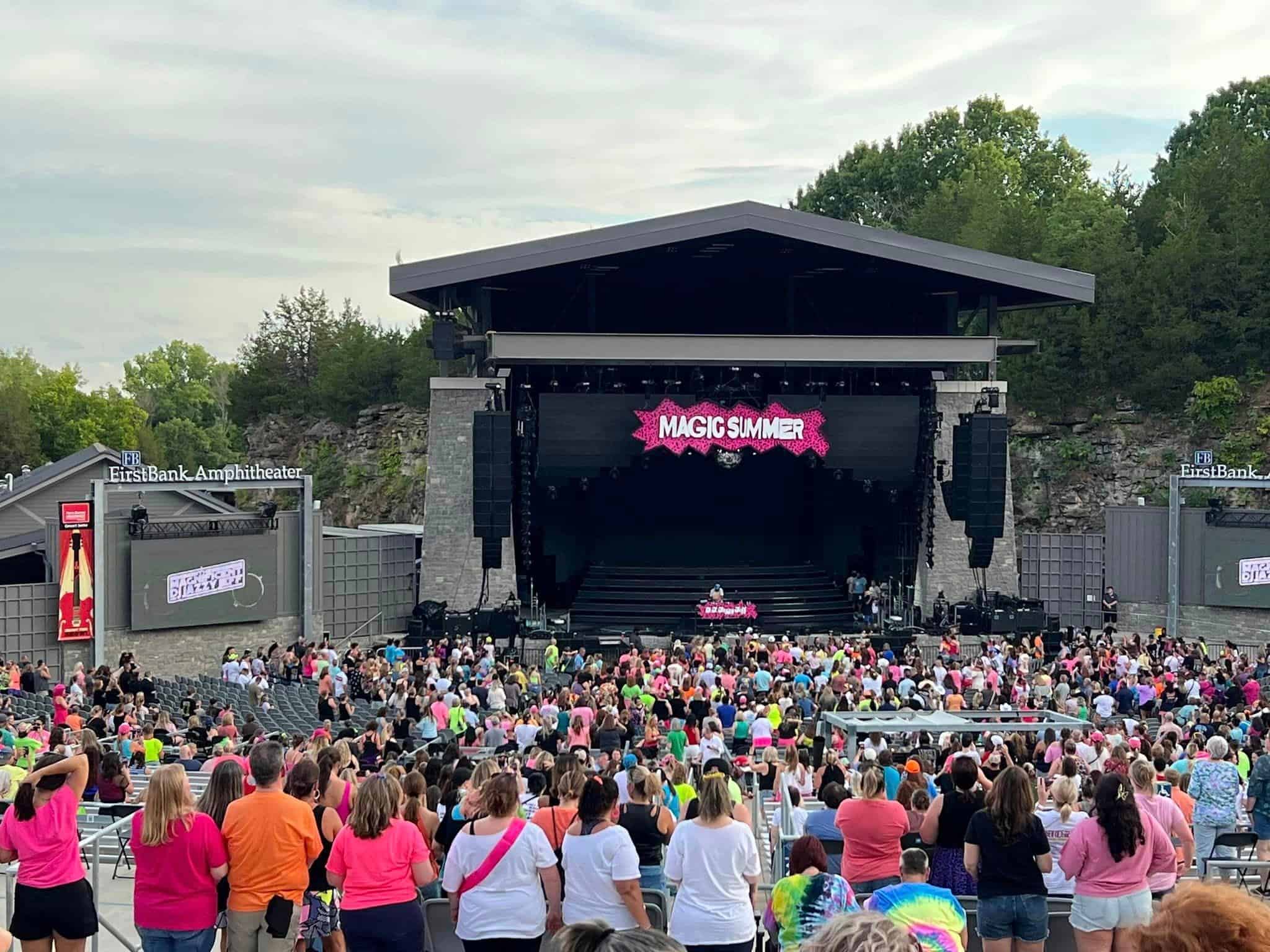 Stage set for New Kids on the Block with the words "Magic Summer" on it.