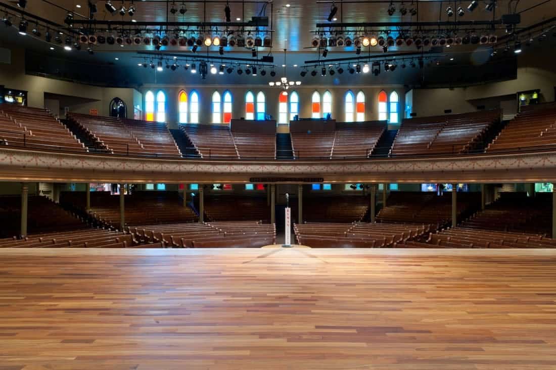View of The Ryman's seats from the stage.