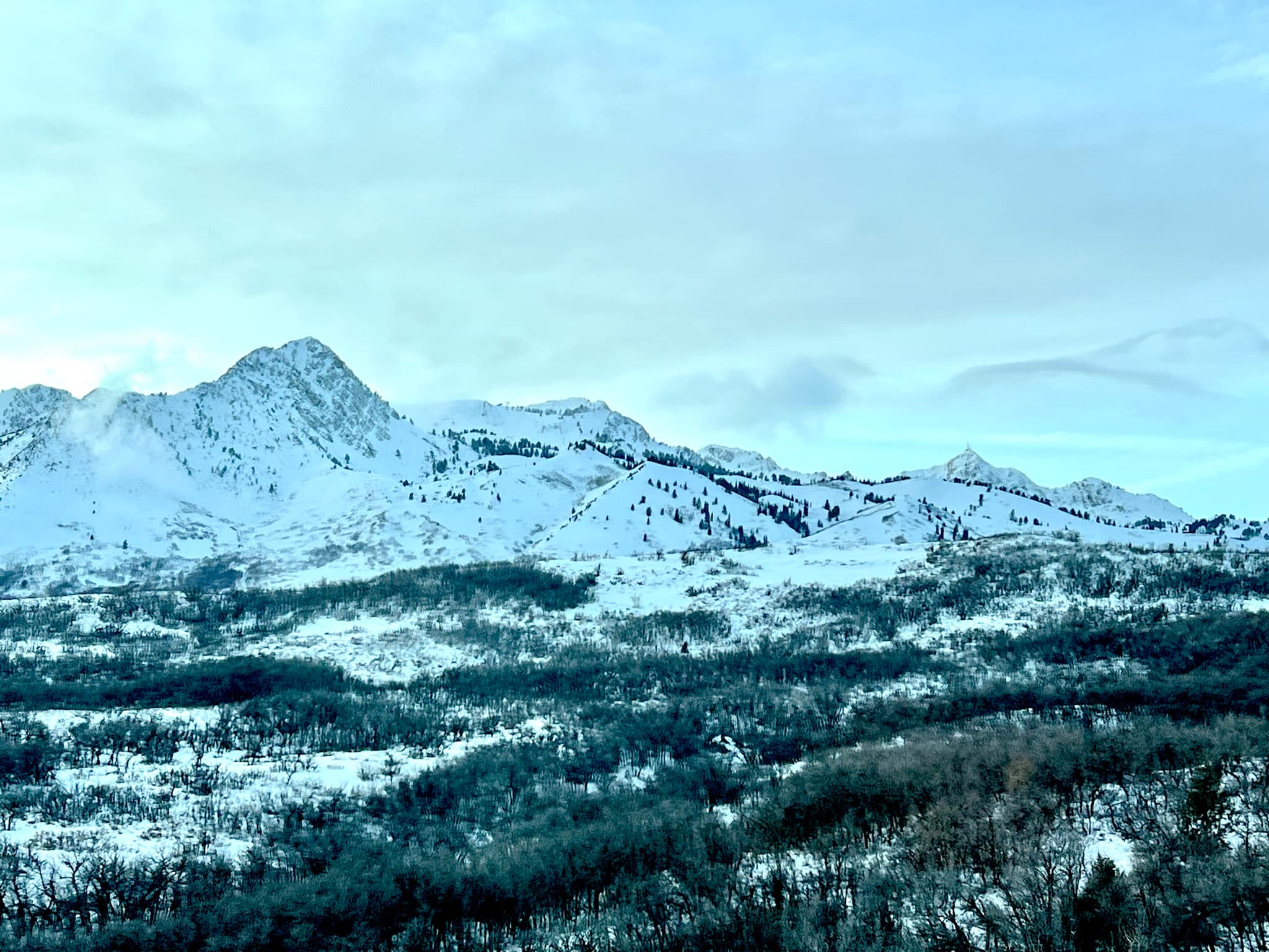 A view of Snowbasin Ski Resort from the road.