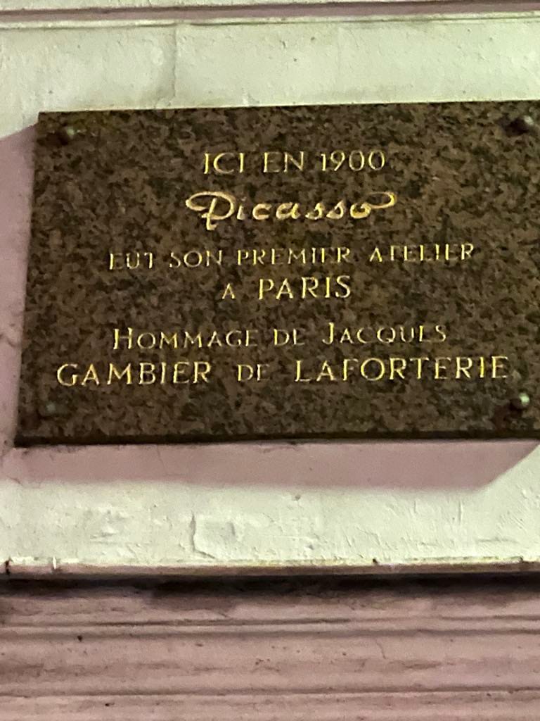 A sign indicating where Picasso lived in the Montmartre section of Paris.