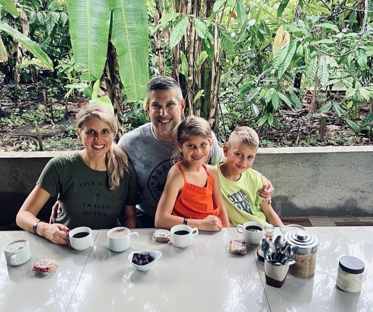 A family enjoying chocolate and coffee