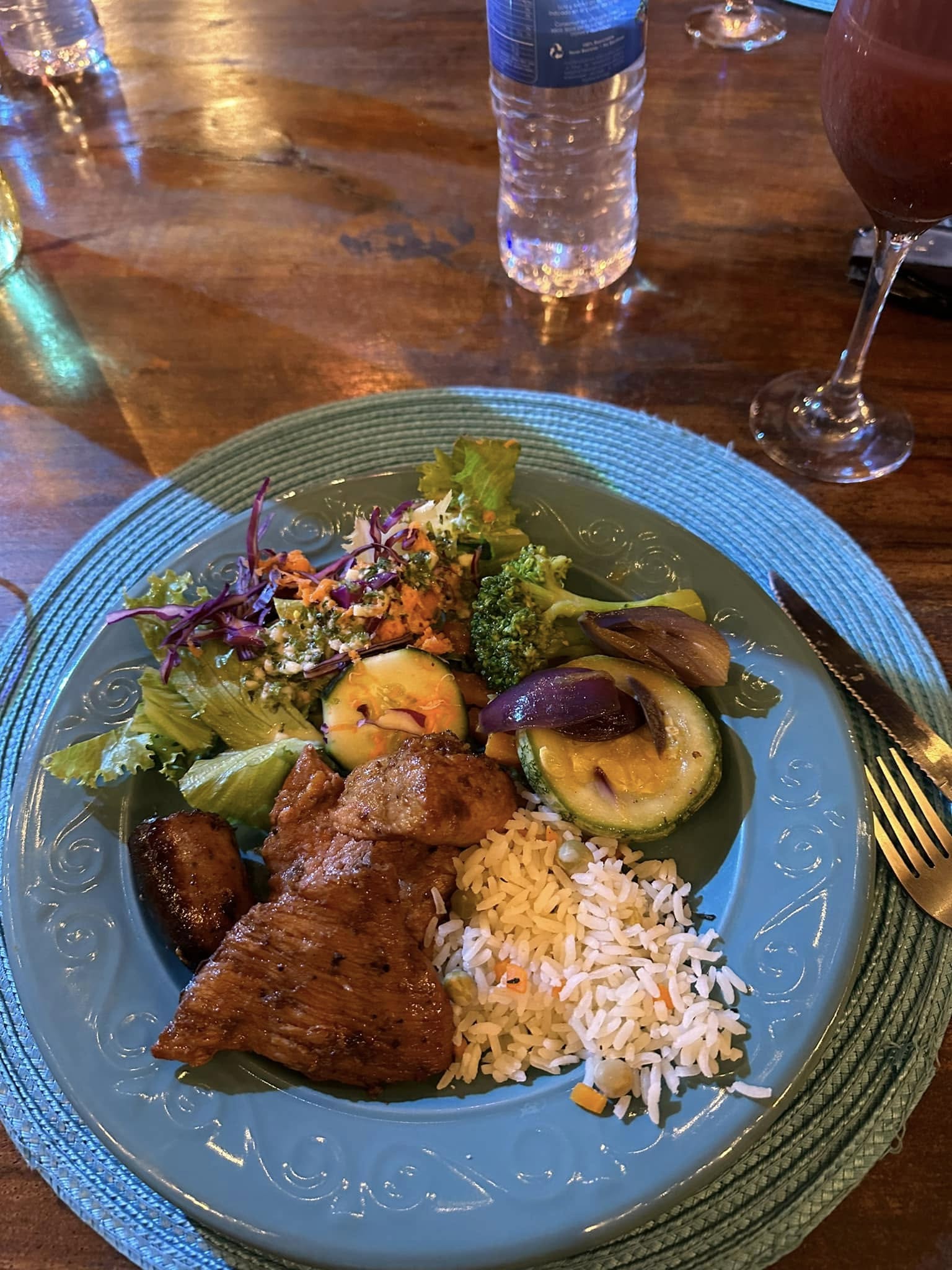 A view of a bbq dinner - food on the plate.