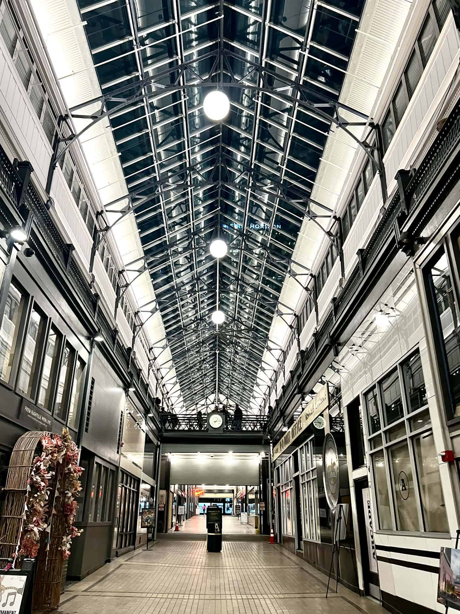 A picture of the Arcade hall where artists have studios.