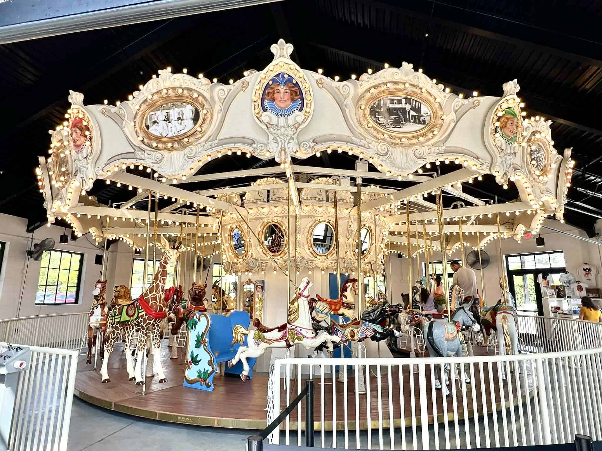 A beautiful cream and white carousal.