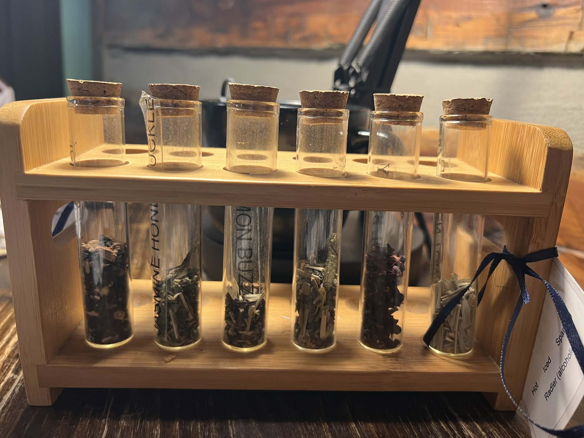 Vials of tea.