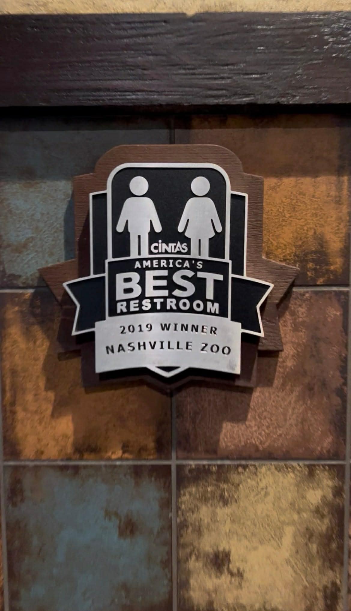 A "Best Bathrooms in America" sign at the Nashville Zoo.