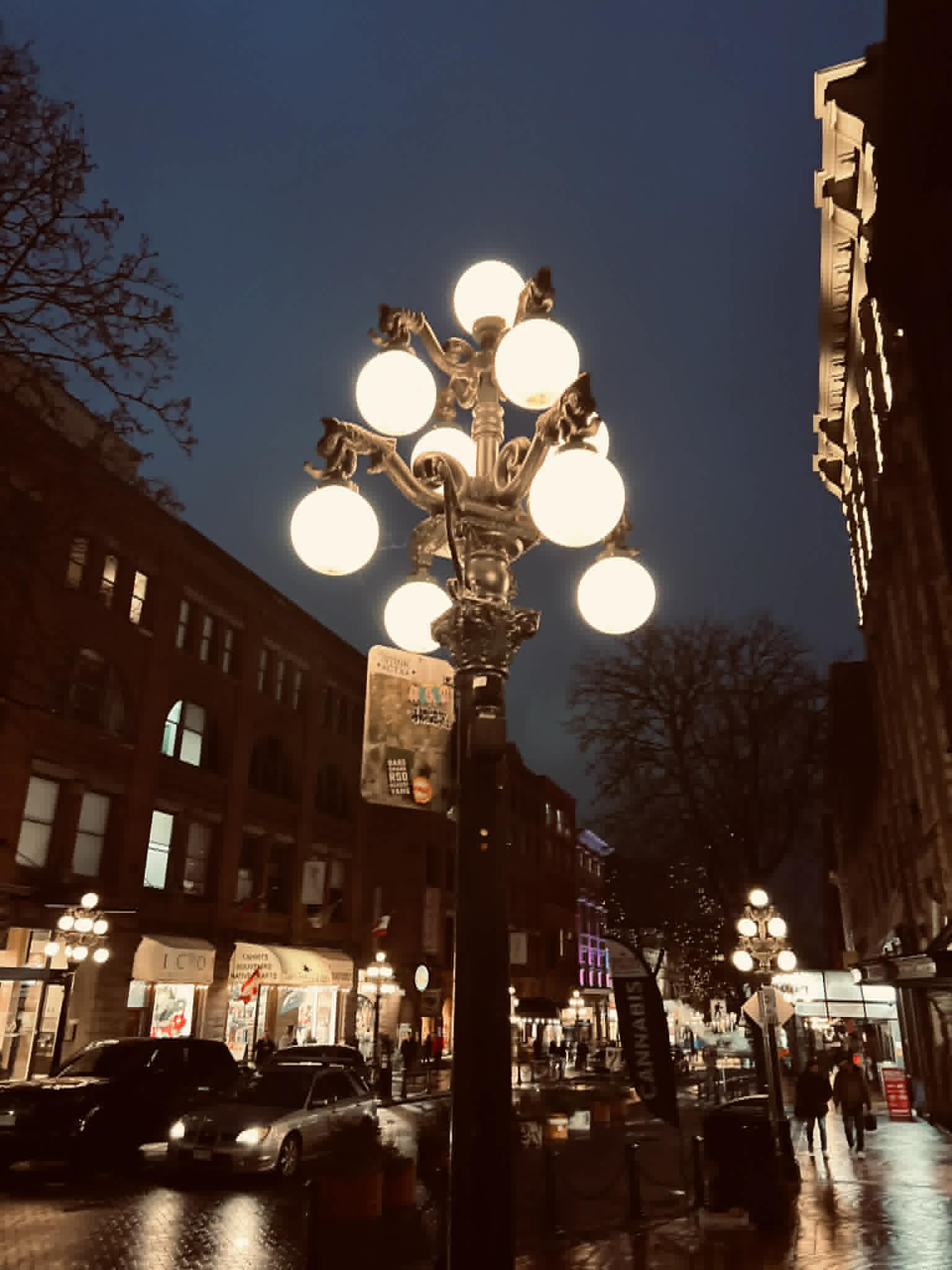 An old time looking light post in Gastown, Vancouver.