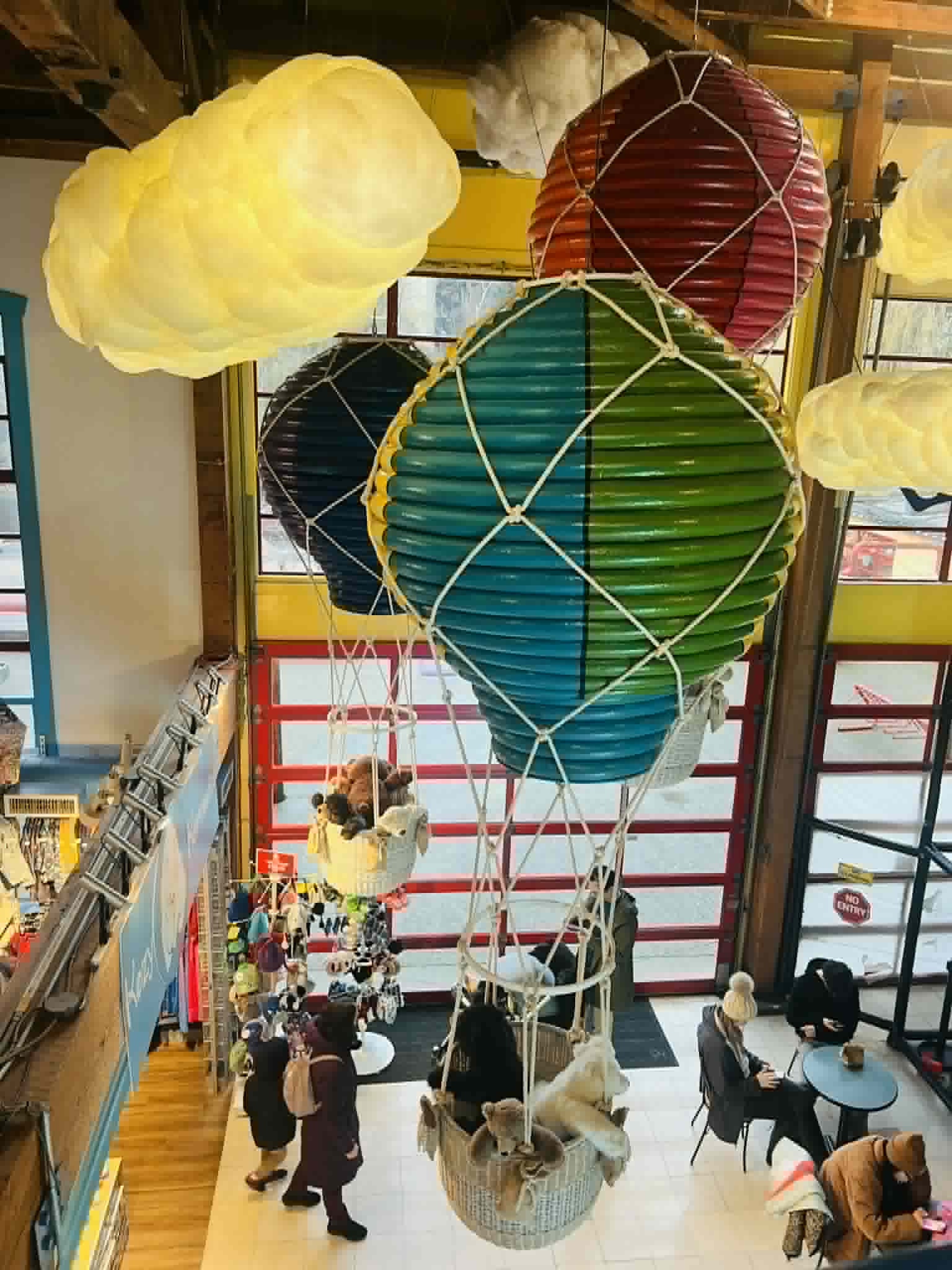 A set of hot air balloons in a kids room in Granville, Vancouver.