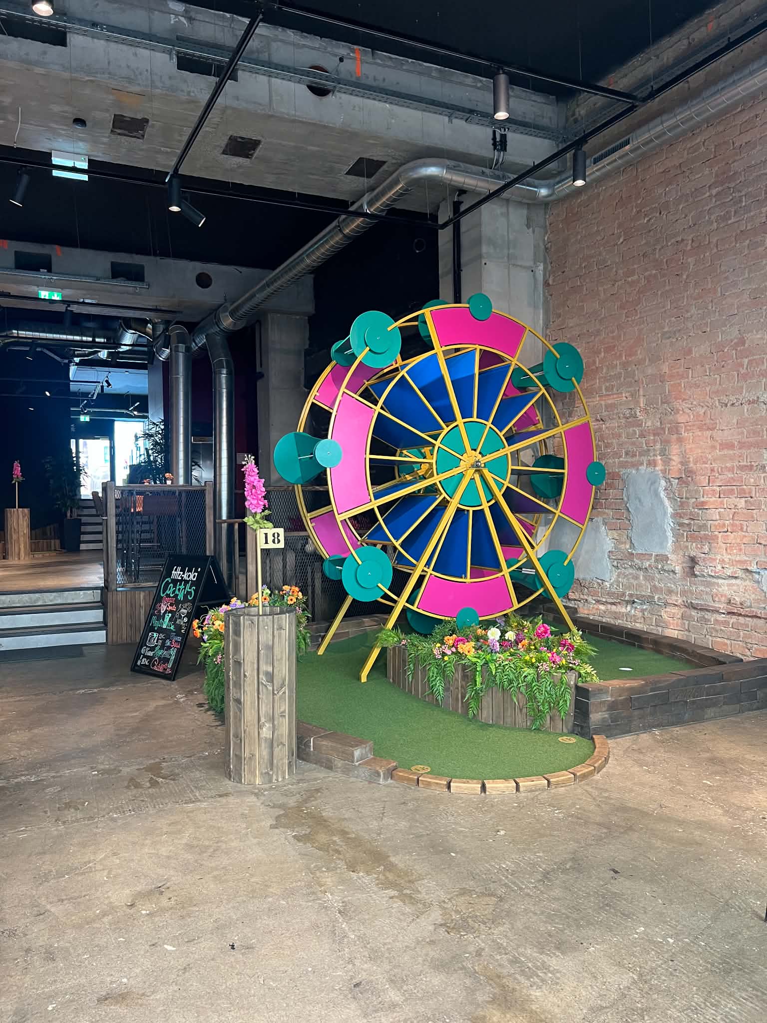 Cute Ferris wheel obstacle for mini golf.