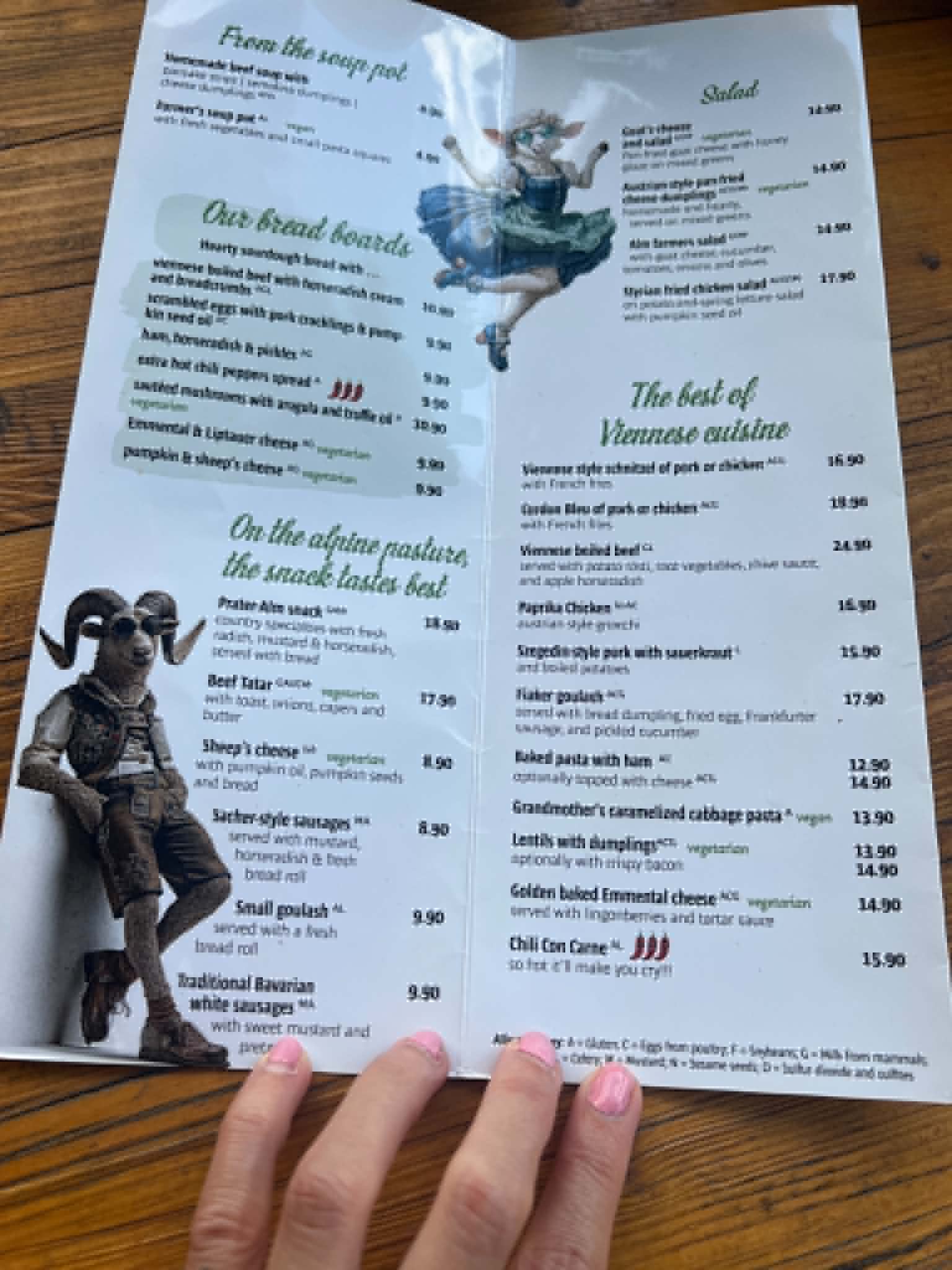 Cute funny menus at beer garden.