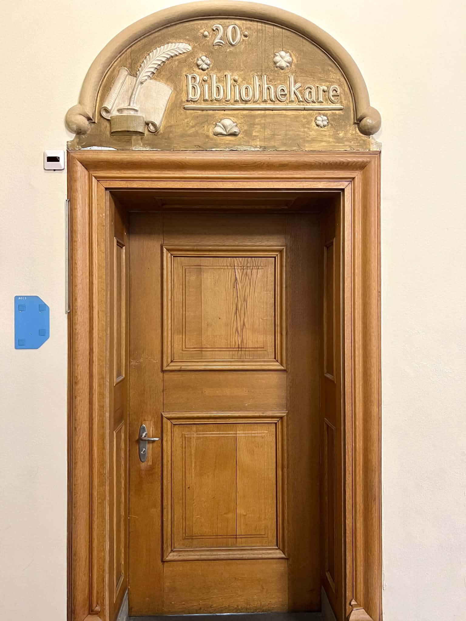 The door of the Bibliothekare / Library of Zurich.