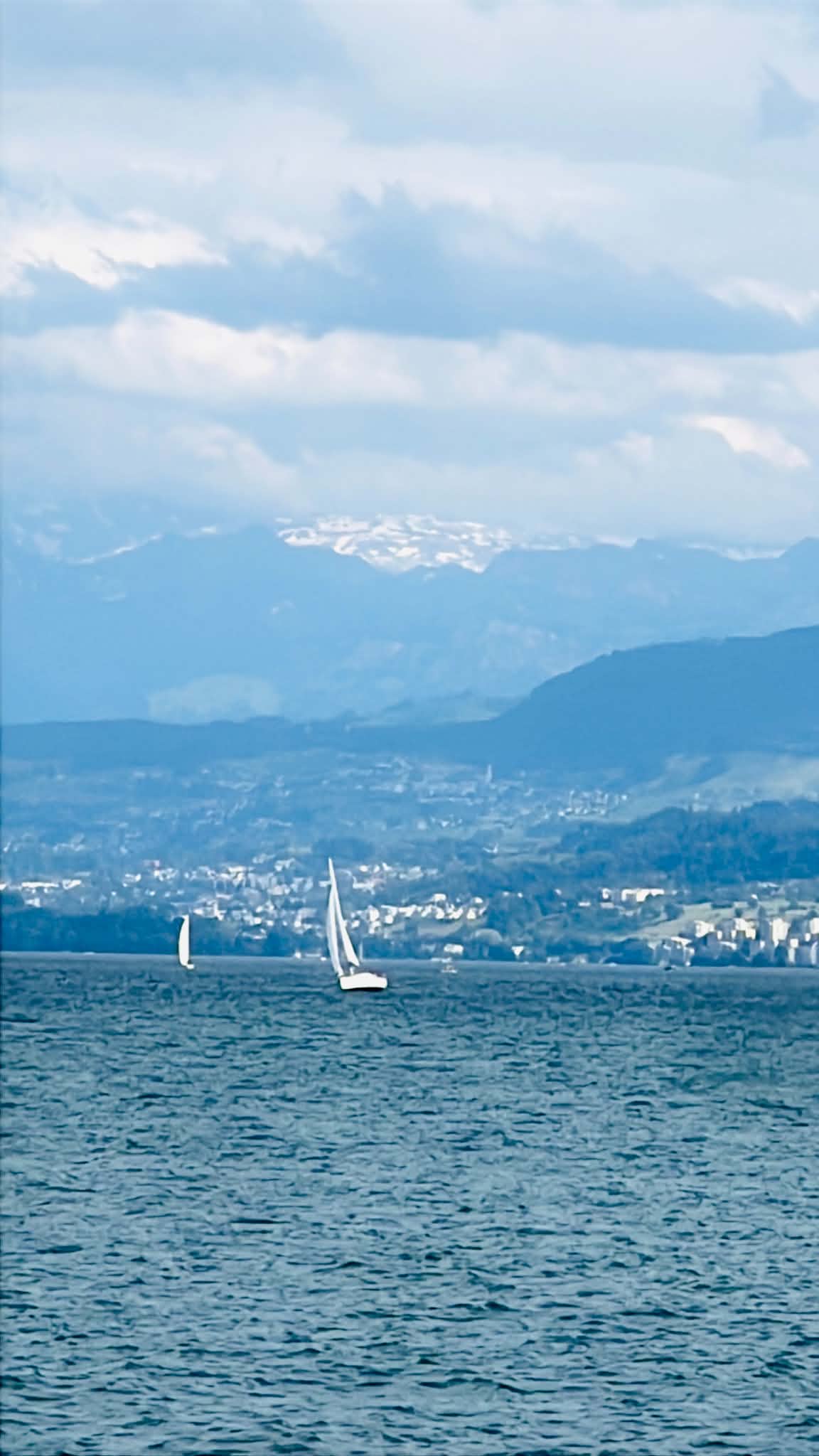 Sailboats in Lake Zurich.